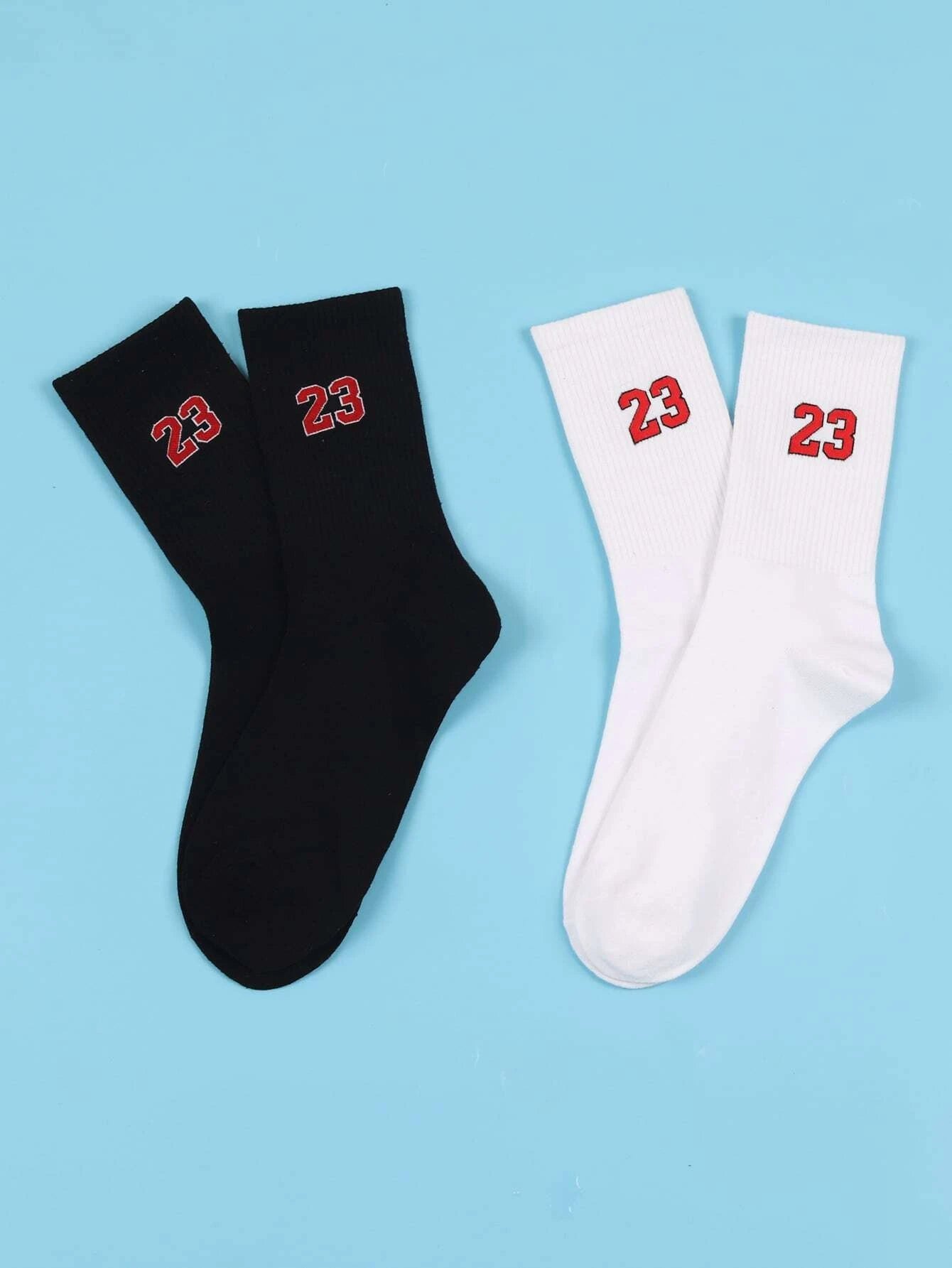 2Pcs Men Graphic Pattern Crew Socks